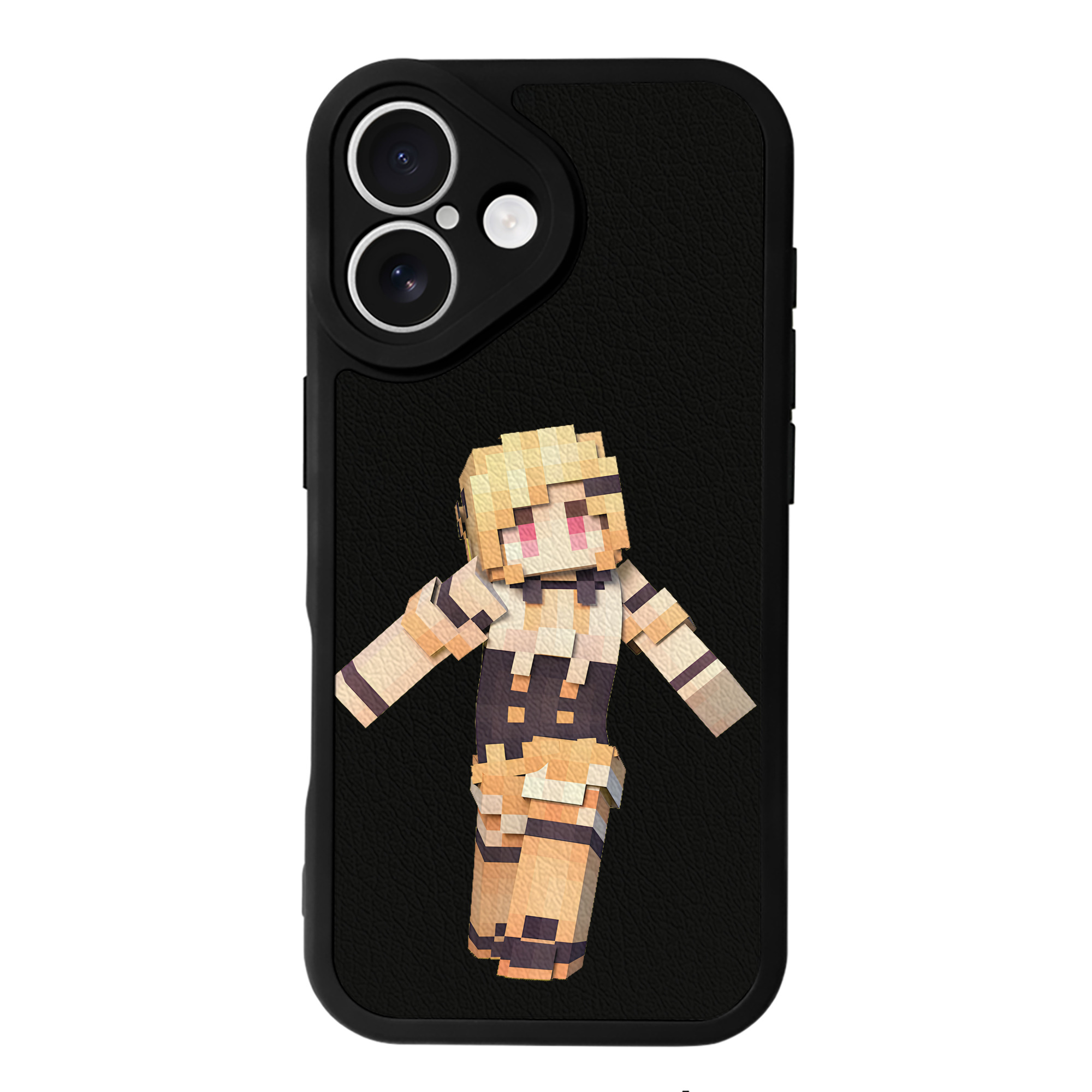 （画像用） マインクラフト ブロックの世界 Minecraft MC Block world 【iPhone 16シリーズ対応】シリコンスマホケース（レザー調） 材質：シリコン